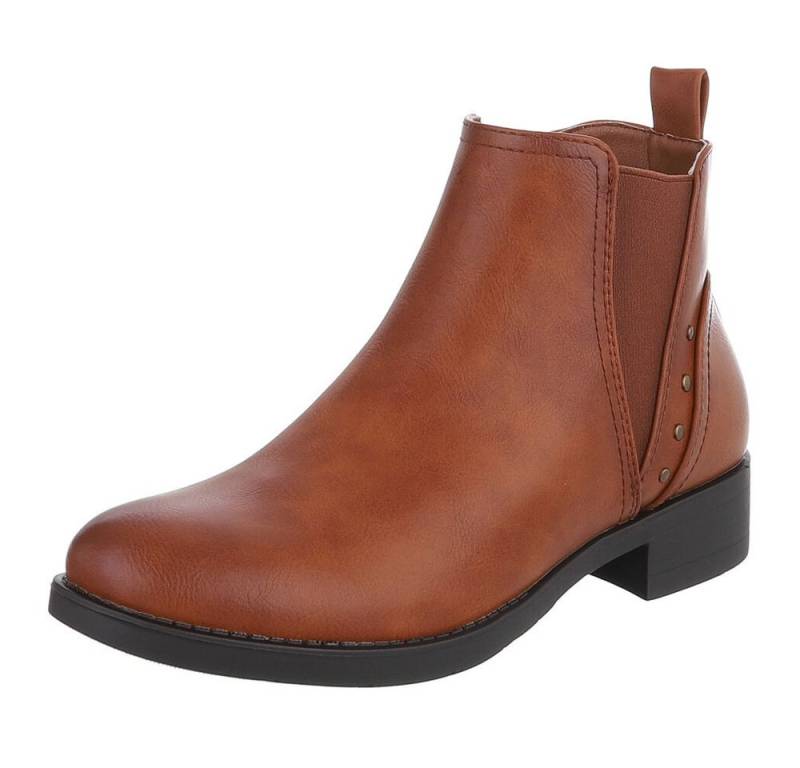 Ital-Design Elegante Chelsea-Boots für Damen mit modernen Details Stiefelette (90851856) Blockabsatz Chelsea Boots in Camel von Ital-Design