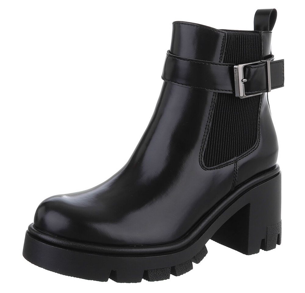 Ital-Design Elegante Chelsea Boots mit Blockabsatz für Damen Plateaustiefelette (90726881) Blockabsatz Stiefeletten in Schwarz von Ital-Design