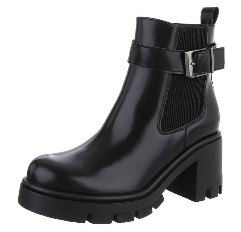 Ital-Design Elegante Chelsea Boots mit Blockabsatz für Damen Plateaustiefelette (90726881) Blockabsatz Stiefeletten in Schwarz von Ital-Design