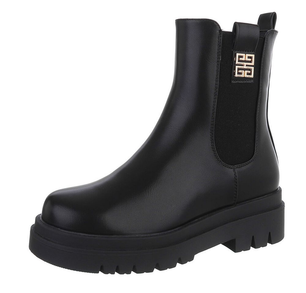 Ital-Design Elegante Chelsea Boots mit komfortabler Sohle für Damen Plateaustiefelette (90598534) Blockabsatz Stiefeletten in Schwarz von Ital-Design