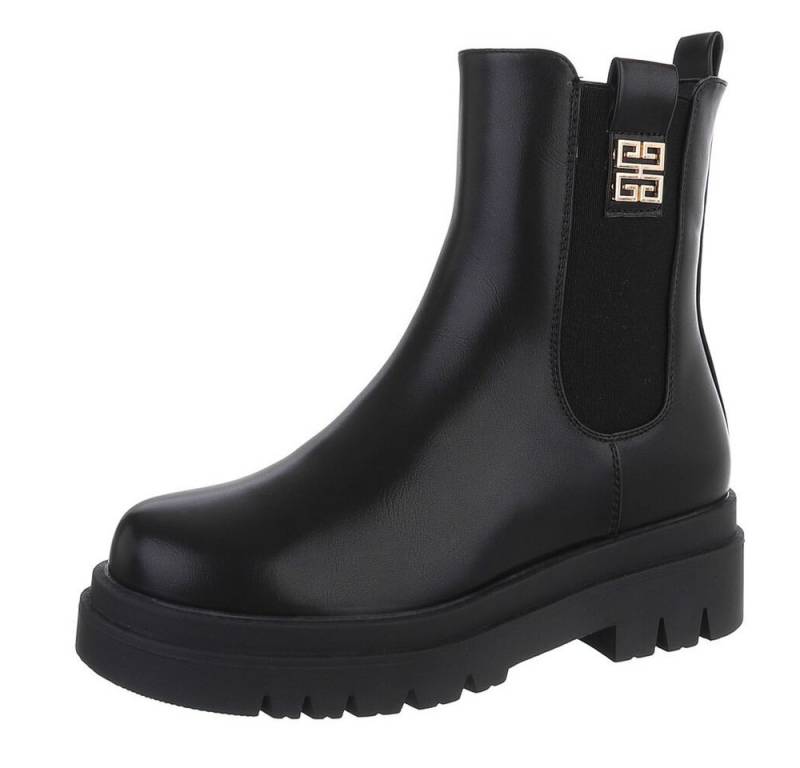 Ital-Design Elegante Chelsea Boots mit komfortabler Sohle für Damen Plateaustiefelette (90598534) Blockabsatz Stiefeletten in Schwarz von Ital-Design