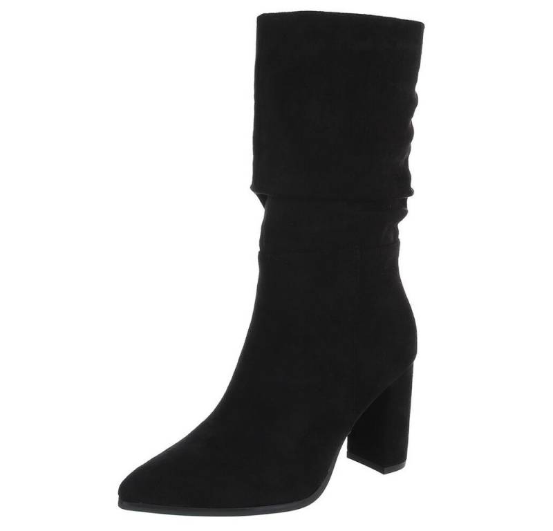 Ital-Design Elegante Damen Boots mit Blockabsatz für Freizeit und Events High-Heel-Stiefel (90851784) Blockabsatz Stiefel in Schwarz von Ital-Design
