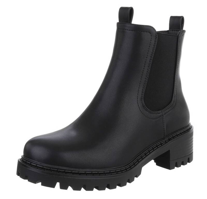 Ital-Design Elegante Damen Boots mit Blockabsatz und elastischen Einsätzen Chelseaboots (90417892) Blockabsatz Stiefeletten in Schwarz von Ital-Design