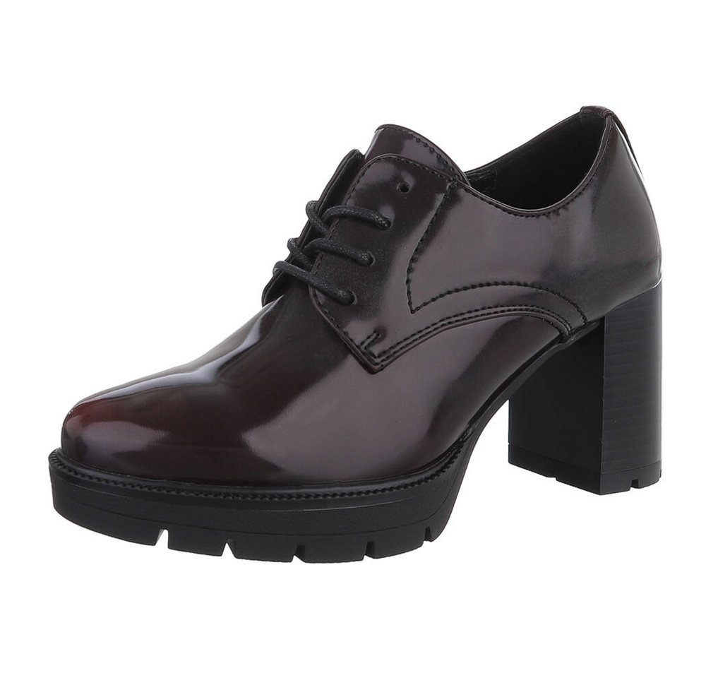 Ital-Design Elegante Damen Halbschuhe mit hochfestem Absatz Schnürpumps (90793508) Blockabsatz Pumps in Weinrot von Ital-Design