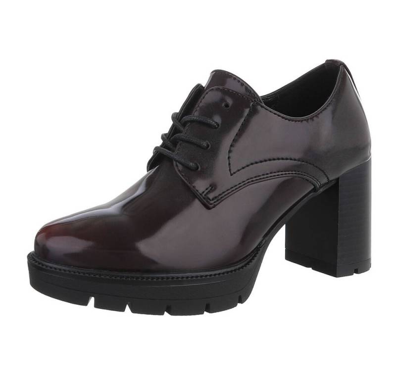 Ital-Design Elegante Damen Halbschuhe mit hochfestem Absatz Schnürpumps (90793508) Blockabsatz Pumps in Weinrot von Ital-Design