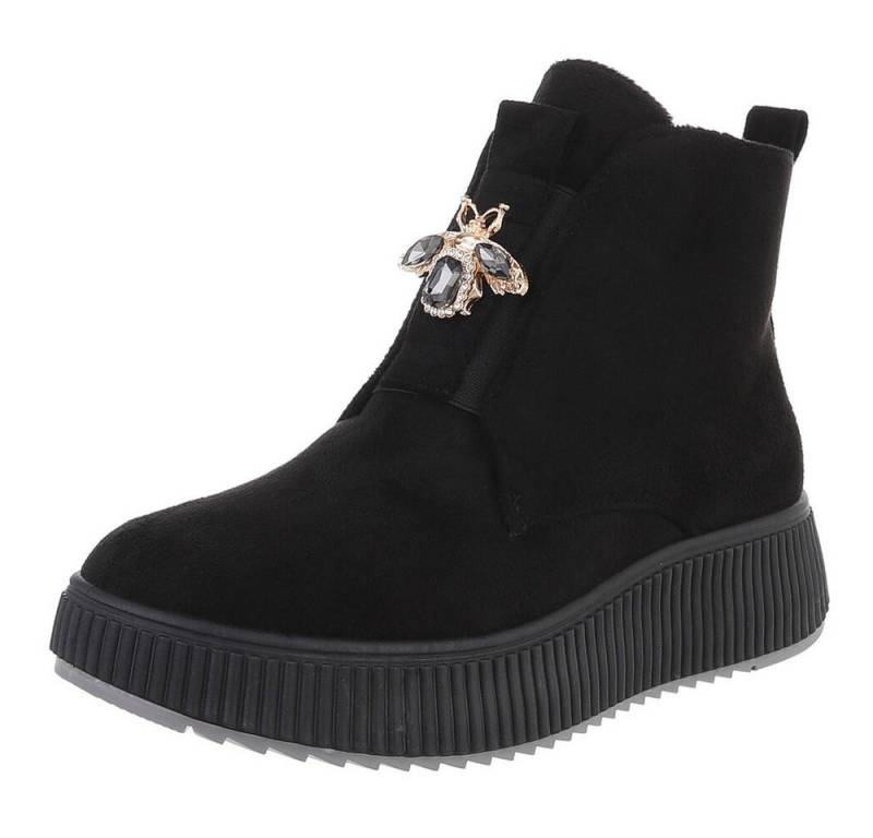 Ital-Design Elegante Damen Plateau-Stiefeletten mit Dekorativem Detail Plateaustiefelette (90457992) Keilabsatz/Wedge Stiefeletten in Schwarz von Ital-Design