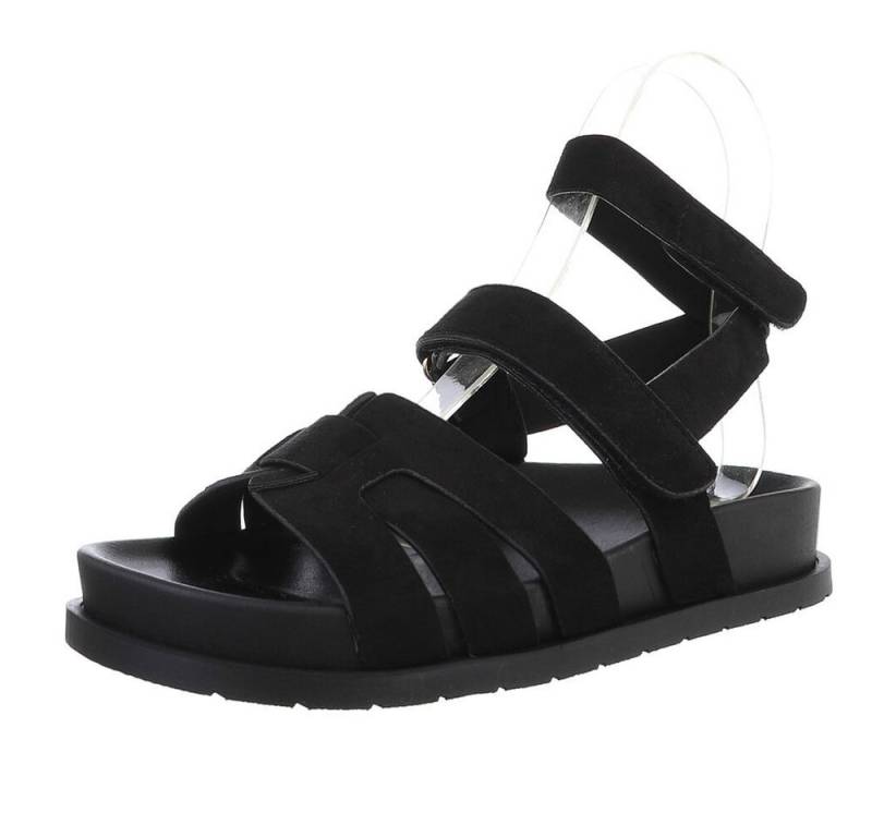Ital-Design Moderne Damen-Sandalen mit breiten Riemen und Komfort Riemchensandalette (89372721) Flach Riemchensandalen in Schwarz von Ital-Design