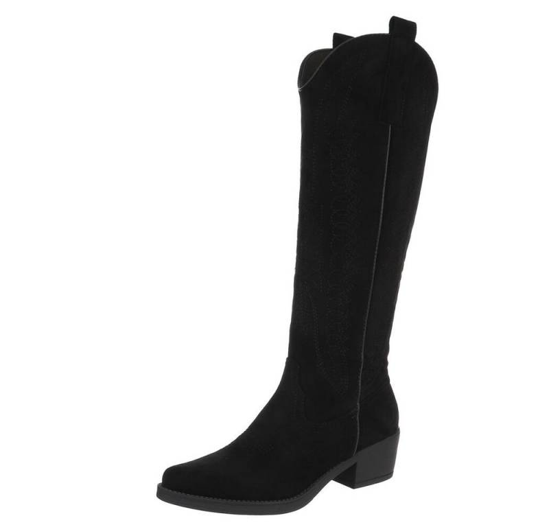 Ital-Design Elegante Damen-Stiefel mit Absatz für Alltag und Freizeit Westernstiefel (65728402) Blockabsatz Stiefel in Schwarz von Ital-Design