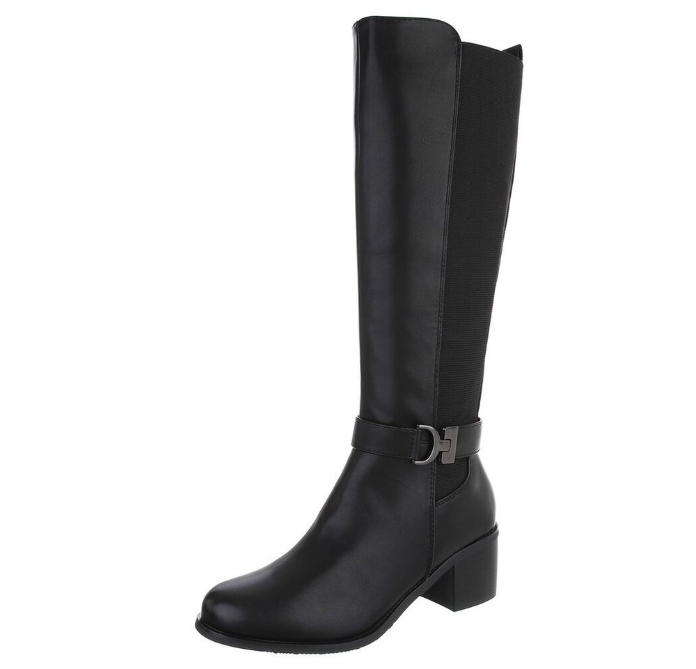 Ital-Design Elegante Damen-Stiefel mit Blockabsatz für Alltag und Freizeit Stiefel (90755929) Blockabsatz Stiefel in Schwarz von Ital-Design