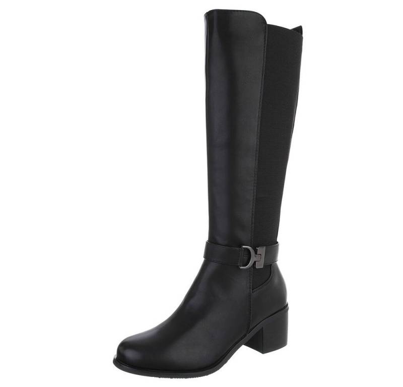 Ital-Design Elegante Damen-Stiefel mit Blockabsatz für Alltag und Freizeit Stiefel (90755929) Blockabsatz Stiefel in Schwarz von Ital-Design