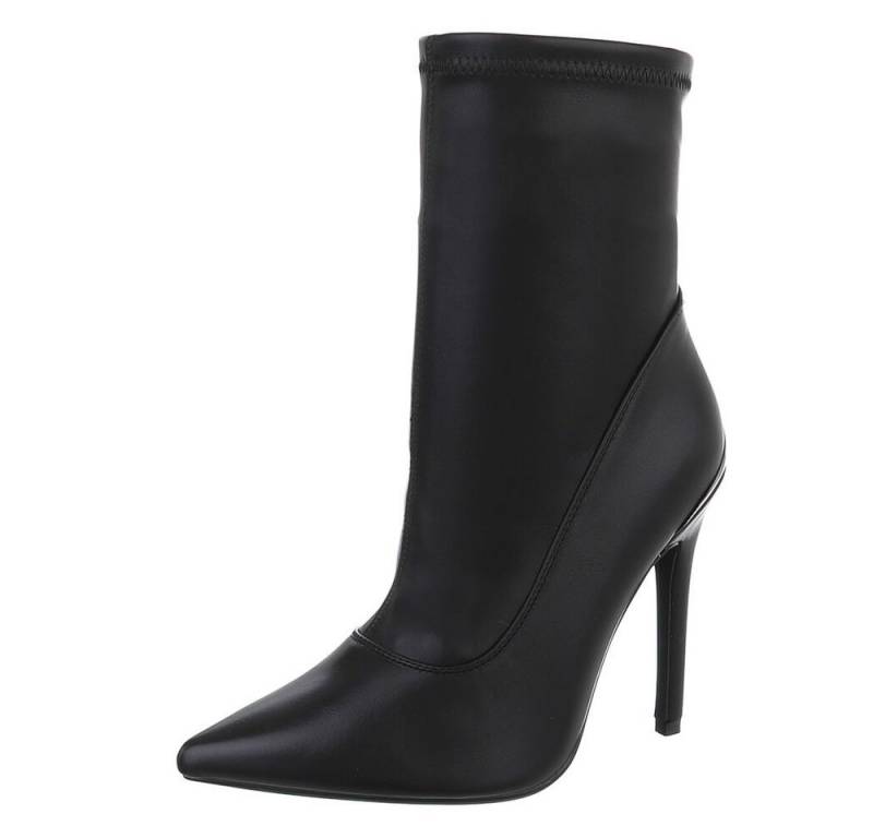 Ital-Design Elegante Damen Stiefel mit hohem Absatz für jeden Anlass High-Heel-Stiefelette (90598816) Pfennig-/Stilettoabsatz Stiefeletten in Schwarz von Ital-Design