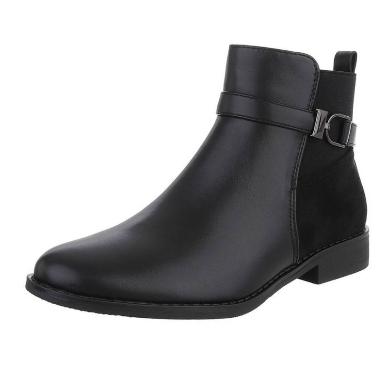 Ital-Design Elegante Damen Stiefeletten mit Schnalle für Herbst/Winter Stiefelette (90169417) Blockabsatz Chelsea Boots in Schwarz von Ital-Design