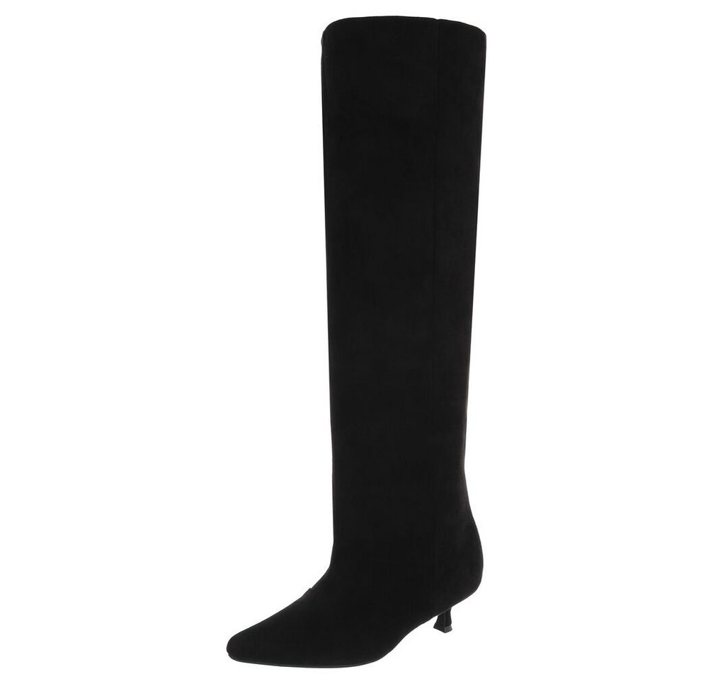 Ital-Design Elegante Damenstiefel mit schmaler Schuhspitze für Herbst/Winter Overkneestiefel (90851698) Pfennig-/Stilettoabsatz Stiefel in Schwarz von Ital-Design