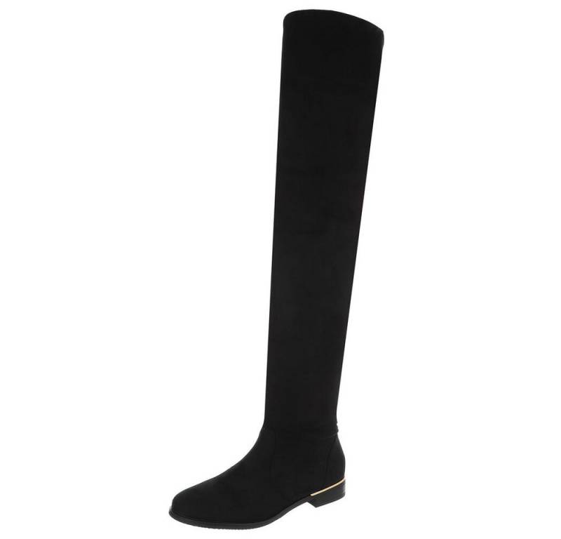 Ital-Design Elegante Overknee-Stiefel aus weichem Material für Damen Stiefel (90727011) Blockabsatz Overknees in Schwarz von Ital-Design