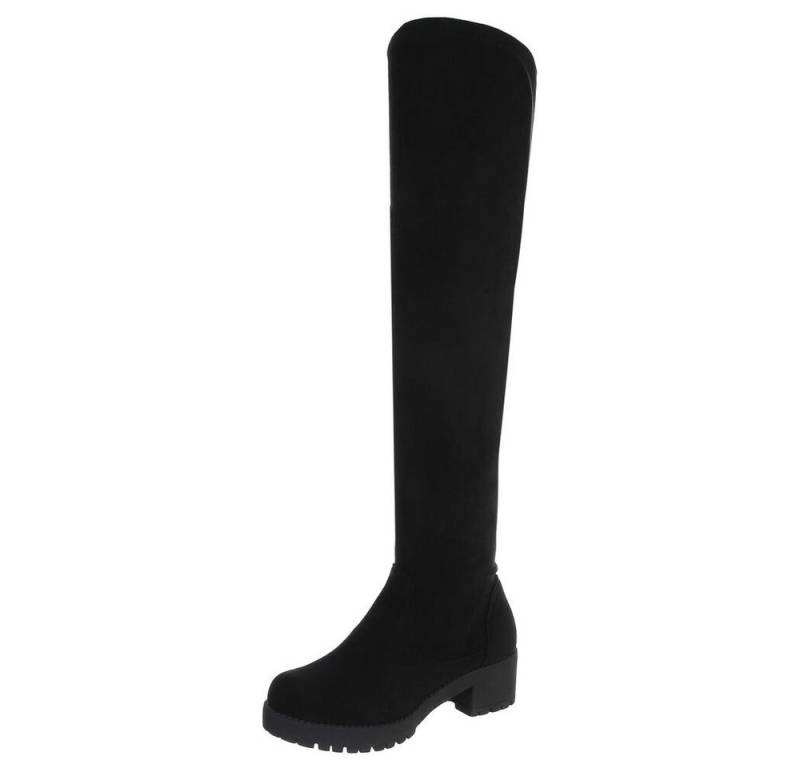Ital-Design Elegante Overknee-Stiefel für Damen mit rutschfester Sohle Overkneestiefel (90827499) Blockabsatz Stiefel in Schwarz von Ital-Design