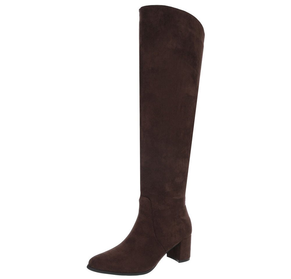 Ital-Design Elegante Overknee-Stiefel mit Blockabsatz für Damen Overkneestiefel (90152957) Blockabsatz Stiefel in Braun von Ital-Design