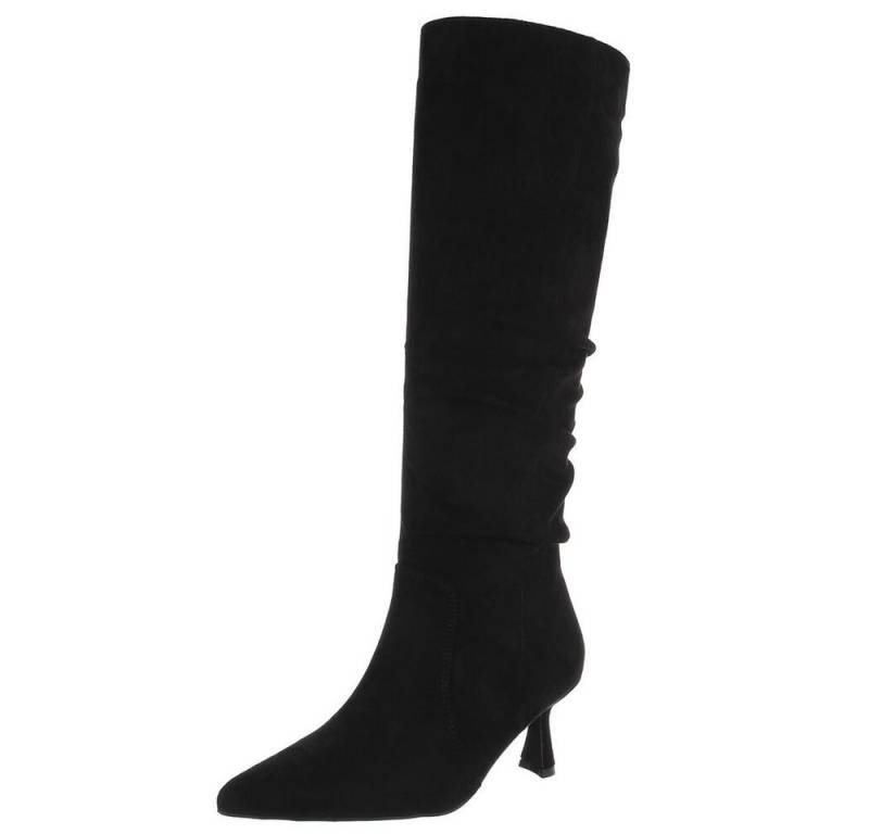 Ital-Design Elegante Overknee-Stiefel mit Stiletto Absatz für Damen Stiefel (90418006) Pfennig-/Stilettoabsatz Stiefel in Schwarz von Ital-Design