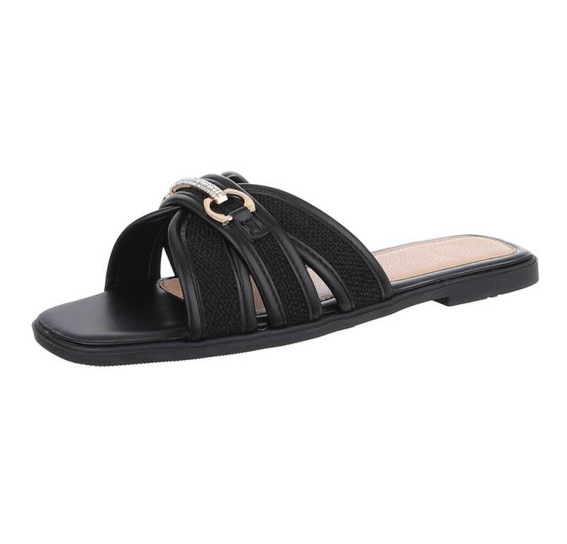 Ital-Design Elegante Slipper für Damen – Komfortabel & Stilvoll Pantolette (89542737) Blockabsatz Pantoletten in Schwarz von Ital-Design