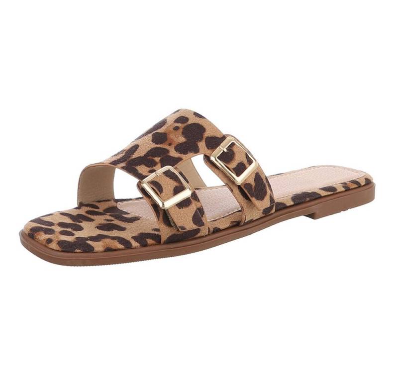 Ital-Design Elegante Slippers mit Schnallen für Damen – Sommerkomfort Pantolette (89542659) Blockabsatz Pantoletten in Braun von Ital-Design