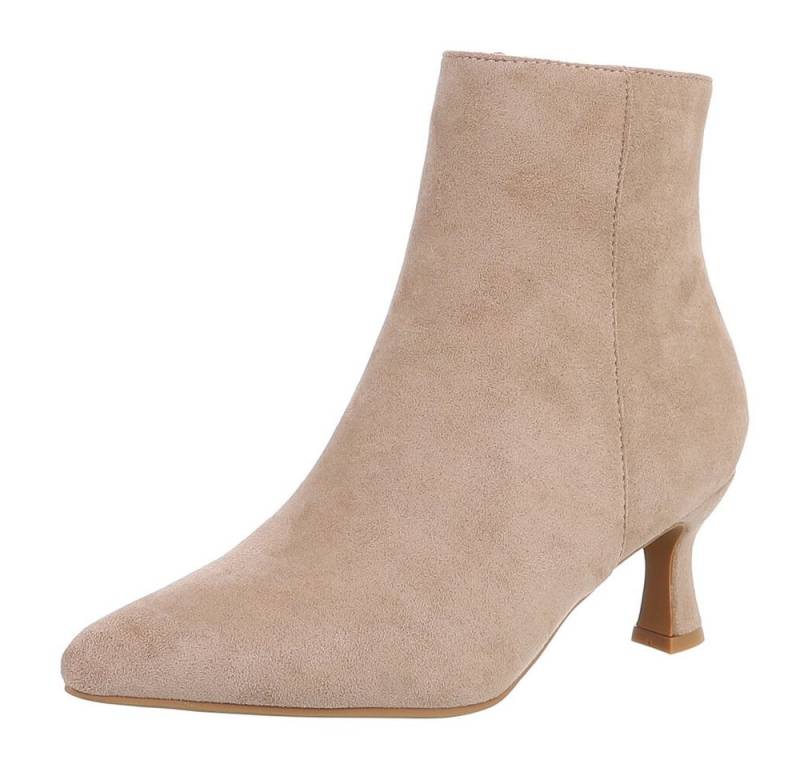 Ital-Design Elegante Stiefelette mit Absatz für Damen - Alltagsschuhe Stiefelette (89852608) Pfennig-/Stilettoabsatz Stiefeletten in Hellbraun von Ital-Design