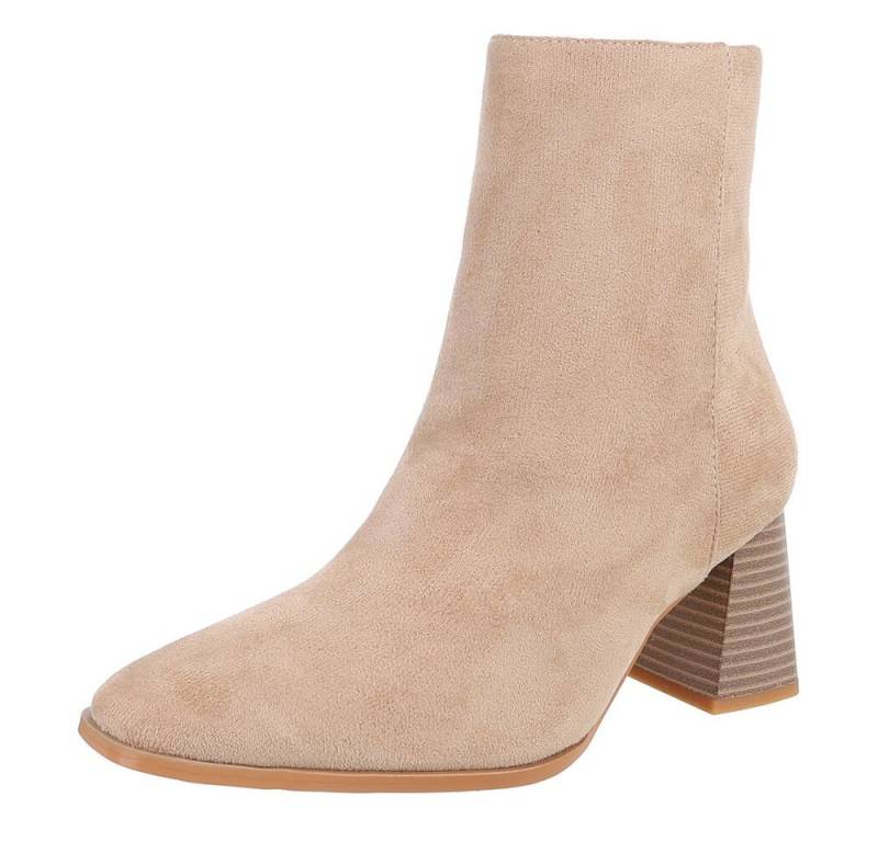 Ital-Design Elegante Stiefelette mit Blockabsatz für Damen Stiefelette (90109660) Blockabsatz Stiefeletten in Beige von Ital-Design