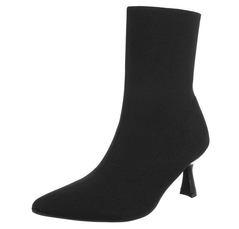 Ital-Design Elegante Stiefelette mit elastischem Obermaterial und Absatz Stiefelette (90560558) Pfennig-/Stilettoabsatz Stiefeletten in Schwarz von Ital-Design