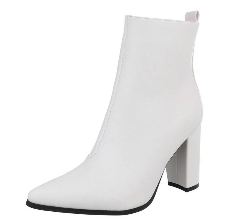 Ital-Design Elegante Stiefeletten mit Blockabsatz für Damen High-Heel-Stiefelette (89852872) Blockabsatz Stiefeletten in Weiß von Ital-Design