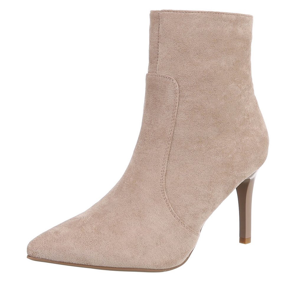 Ital-Design Elegante Stiefeletten mit hohem Absatz für Damen High-Heel-Stiefelette (90153132) Pfennig-/Stilettoabsatz Stiefeletten in Hellbraun von Ital-Design
