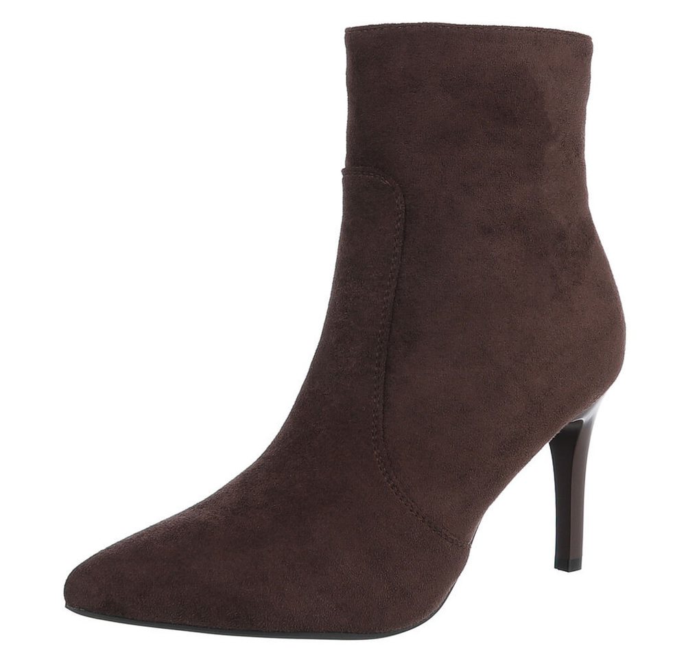 Ital-Design Elegante Stiefeletten mit hohem Absatz für Damen High-Heel-Stiefelette (90153142) Pfennig-/Stilettoabsatz Stiefeletten in Braun von Ital-Design