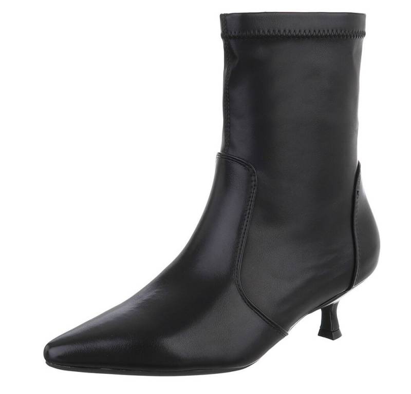 Ital-Design Elegante Stiefeletten mit spitzem Absatz für Damen Stiefelette (90471403) Pfennig-/Stilettoabsatz Stiefeletten in Schwarz von Ital-Design
