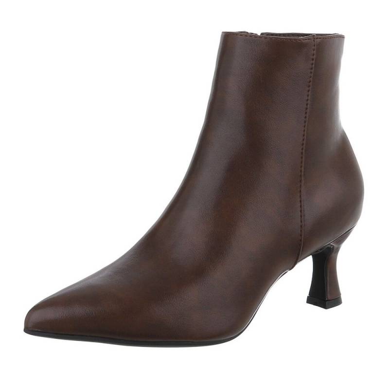 Ital-Design Elegante Stiefelette mit elastischem Obermaterial und Absatz Stiefelette (90560575) Pfennig-/Stilettoabsatz Stiefeletten in Braun von Ital-Design