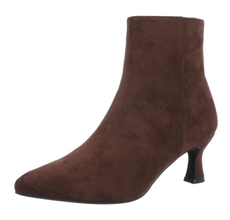 Ital-Design Elegante Stiefeletten mit spitzem Absatz für Damen Stiefelette (90471410) Pfennig-/Stilettoabsatz Stiefeletten in Braun von Ital-Design