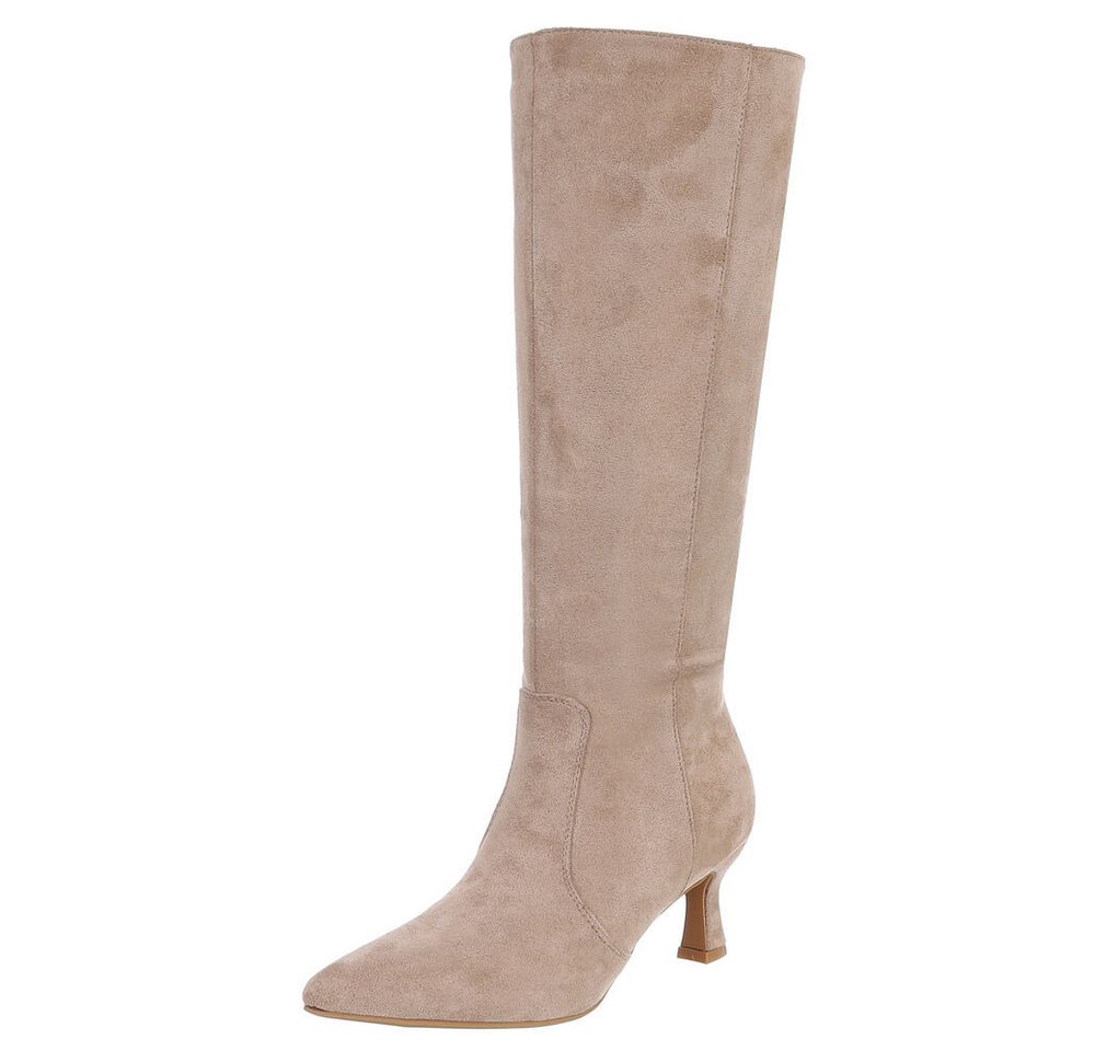 Ital-Design Elegante hohe Stiefel für Damen - stilvoll und vielseitig Stiefel (90109848) Pfennig-/Stilettoabsatz Stiefel in Hellbraun von Ital-Design