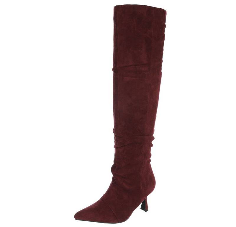 Ital-Design Elegante knöchelhohe Stiefel für Damen, vielseitig und komfortabel Overkneestiefel (90726788) Pfennig-/Stilettoabsatz Stiefel in Weinrot von Ital-Design
