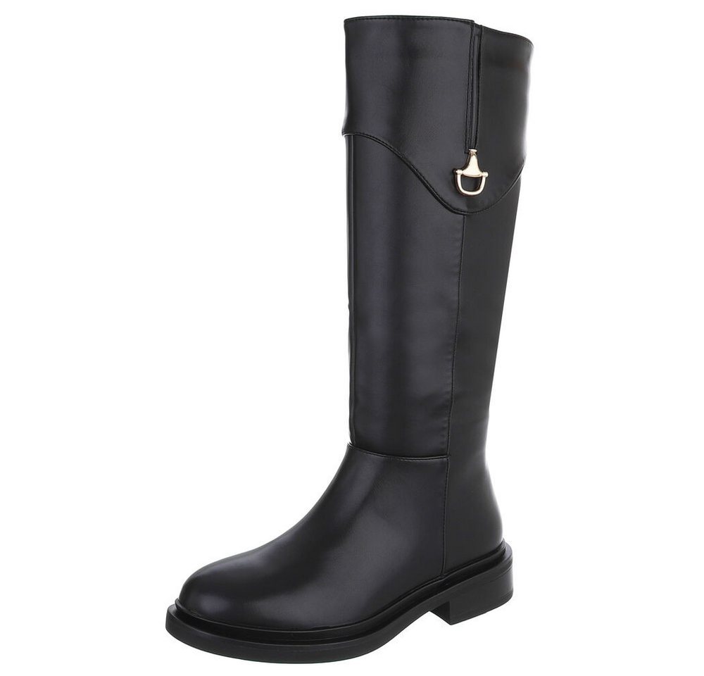 Ital-Design Elegante knöchelhohe Stiefel für Damen, vielseitig und komfortabel Stiefel (90726783) Blockabsatz Flache Stiefel in Schwarz von Ital-Design