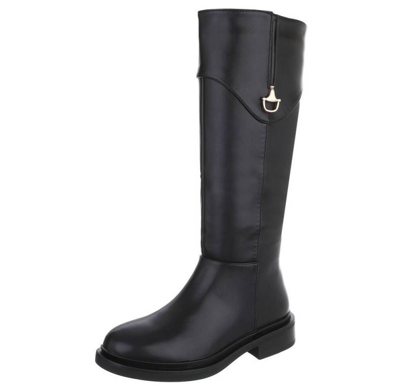 Ital-Design Elegante knöchelhohe Stiefel für Damen, vielseitig und komfortabel Stiefel (90726782) Blockabsatz Flache Stiefel in Schwarz von Ital-Design