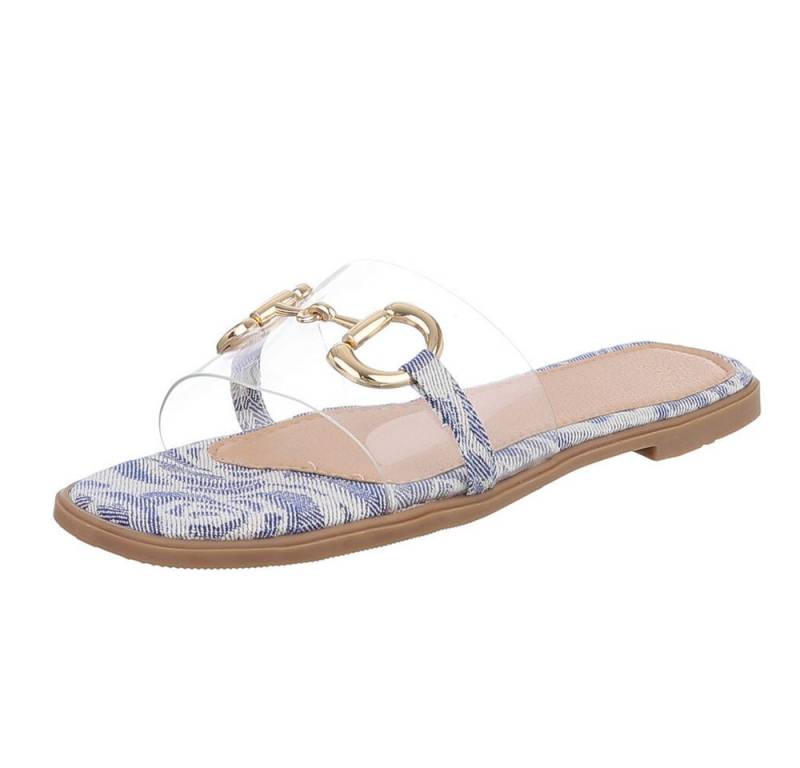 Ital-Design Elegante transparente Sandalen mit Golddetails für Damen Pantolette (89542691) Blockabsatz Pantoletten in Blau von Ital-Design