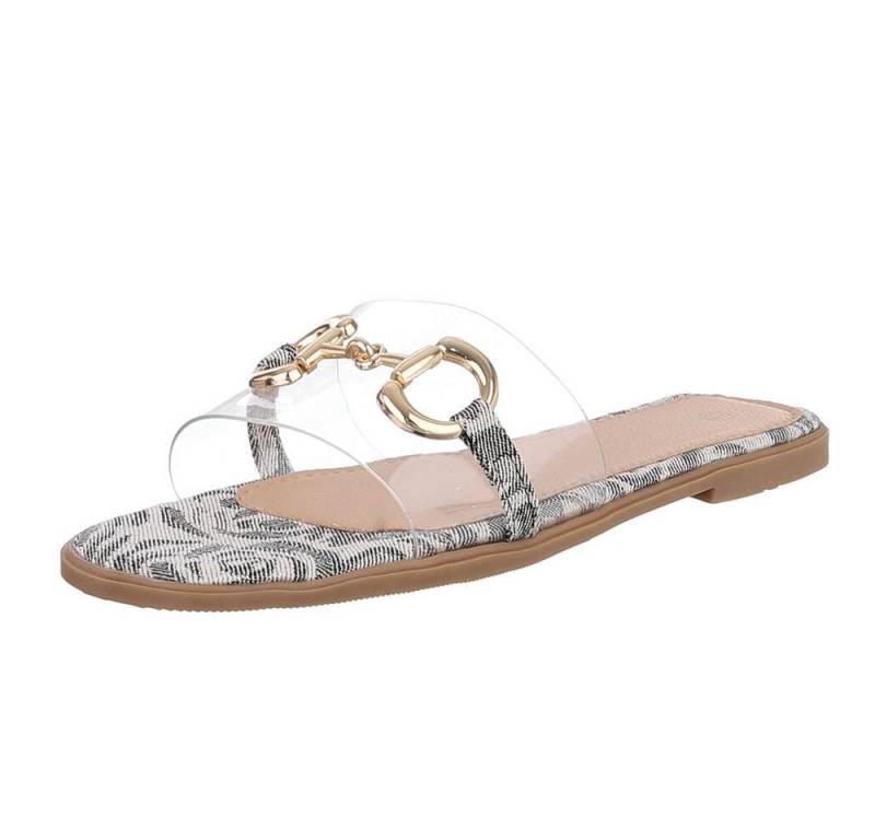 Ital-Design Elegante transparente Sandalen mit Golddetails für Damen Pantolette (89542700) Blockabsatz Pantoletten in Schwarz von Ital-Design