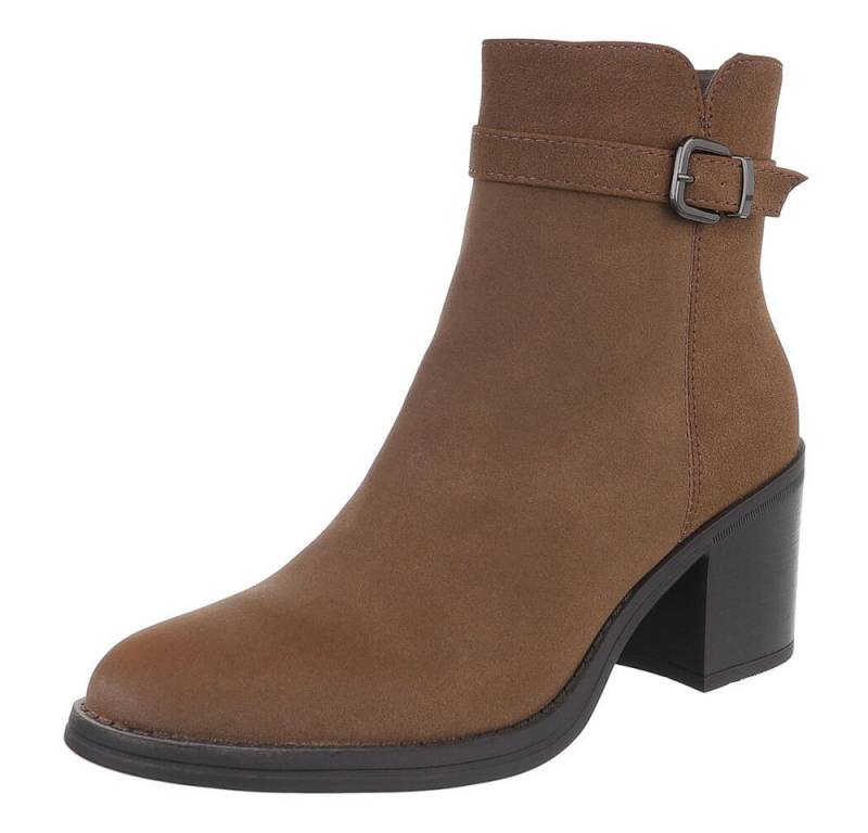 Ital-Design Eleganter Ankle Boot mit Schnalle für Alltag und Freizeit Stiefelette (90482793) Blockabsatz Stiefeletten in Braun von Ital-Design