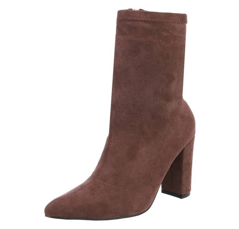 Ital-Design Eleganter Blockabsatz-Stiefel für Damen – Alltags-Style High-Heel-Stiefelette (89929949) Blockabsatz Stiefeletten in Braun von Ital-Design