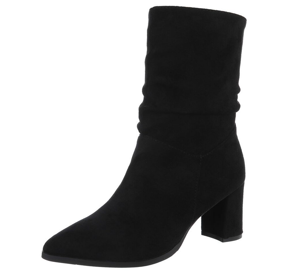 Ital-Design Eleganter Blockstiefel mit gerafftem Design für Damen Stiefelette (90649059) Blockabsatz Stiefeletten in Schwarz von Ital-Design