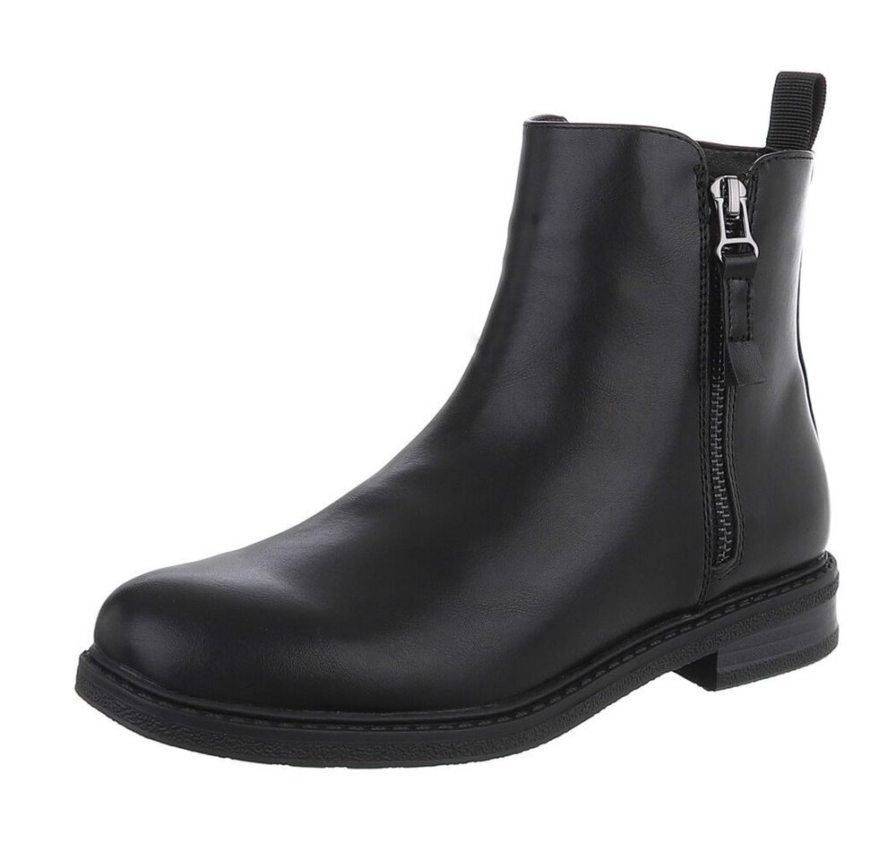 Ital-Design Eleganter Chelsea-Boot mit Reißverschluss für Damen Stiefelette (90648941) Blockabsatz Flache Stiefeletten in Schwarz von Ital-Design