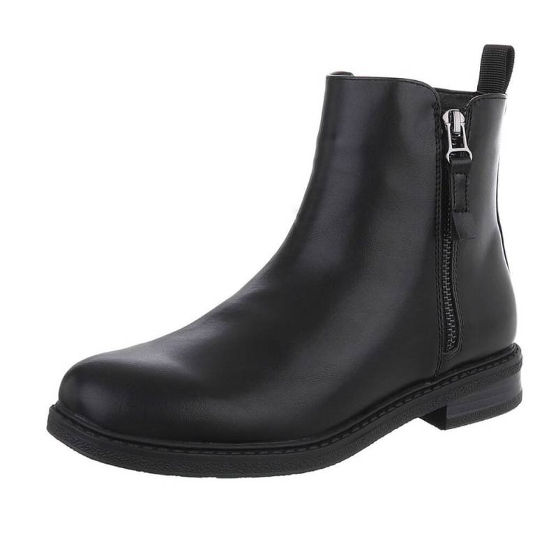 Ital-Design Eleganter Chelsea-Boot mit Reißverschluss für Damen Stiefelette (90648940) Blockabsatz Flache Stiefeletten in Schwarz von Ital-Design