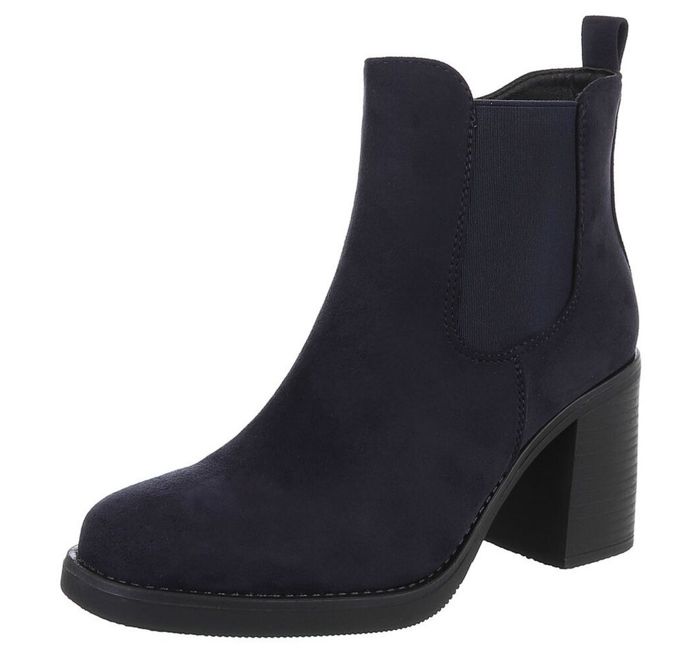 Ital-Design Eleganter Chelsea-Boot mit elastischem Einsatz und Sohle High-Heel-Stiefelette (90726834) Blockabsatz Stiefeletten in Dunkelblau von Ital-Design