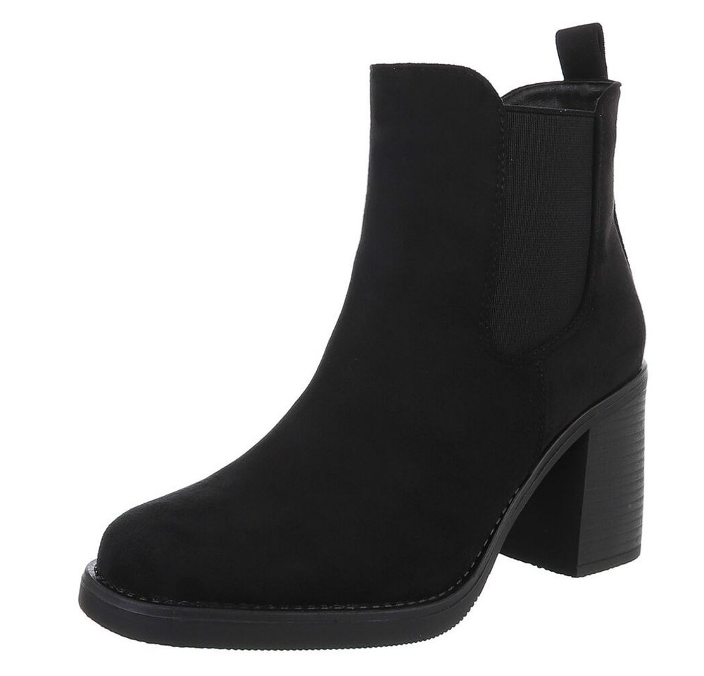 Ital-Design Eleganter Chelsea-Boot mit elastischem Einsatz und Sohle High-Heel-Stiefelette (90726844) Blockabsatz Stiefeletten in Schwarz von Ital-Design