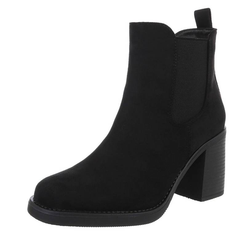 Ital-Design Eleganter Chelsea-Boot mit elastischem Einsatz und Sohle High-Heel-Stiefelette (90726844) Blockabsatz Stiefeletten in Schwarz von Ital-Design