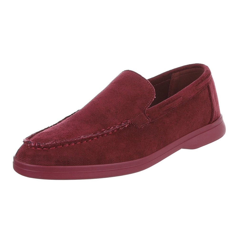 Ital-Design Eleganter Damen Slip-On Schuh mit hohem Tragekomfort Slipper (90927369) Blockabsatz Mokassins in Weinrot von Ital-Design