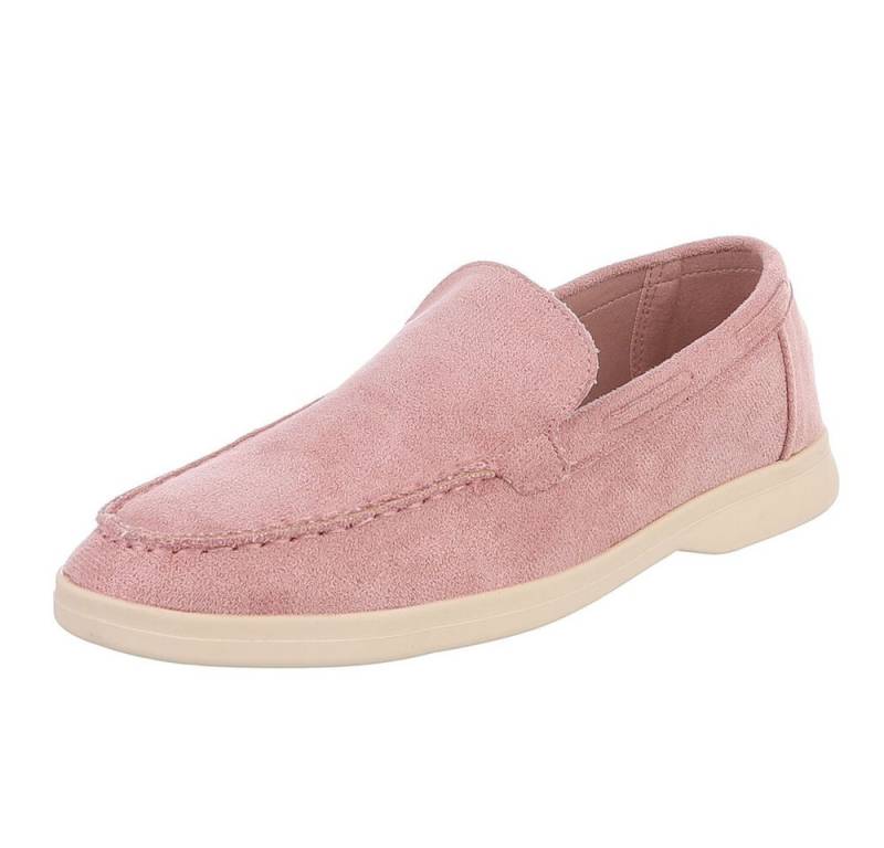 Ital-Design Eleganter Damen Slip-On Schuh mit hohem Tragekomfort Slipper (90927372) Blockabsatz Mokassins in Altrosa von Ital-Design