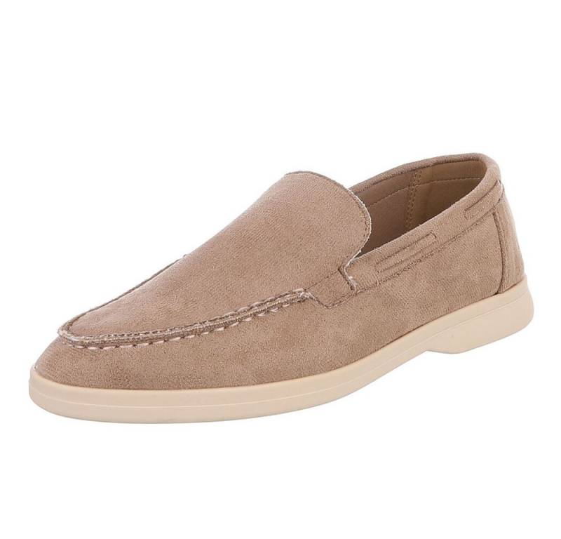 Ital-Design Eleganter Damen Slip-On Schuh mit hohem Tragekomfort Slipper (90927380) Blockabsatz Mokassins in Hellbraun von Ital-Design