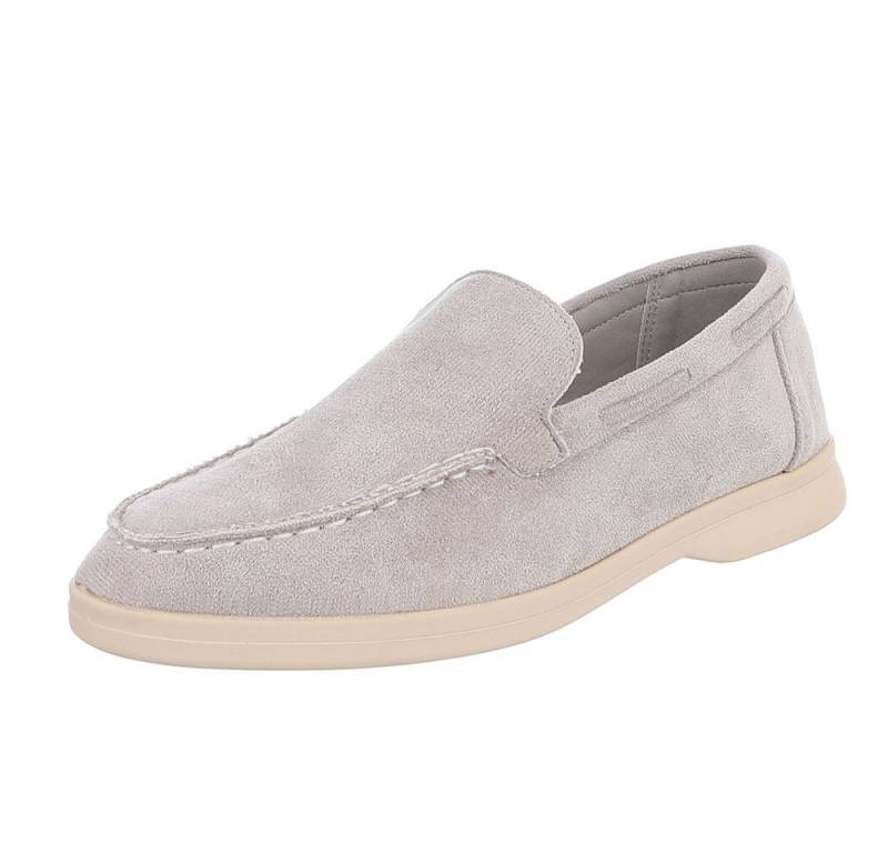 Ital-Design Eleganter Damen Slip-On Schuh mit hohem Tragekomfort Slipper (90927387) Blockabsatz Mokassins in Hellgrau von Ital-Design